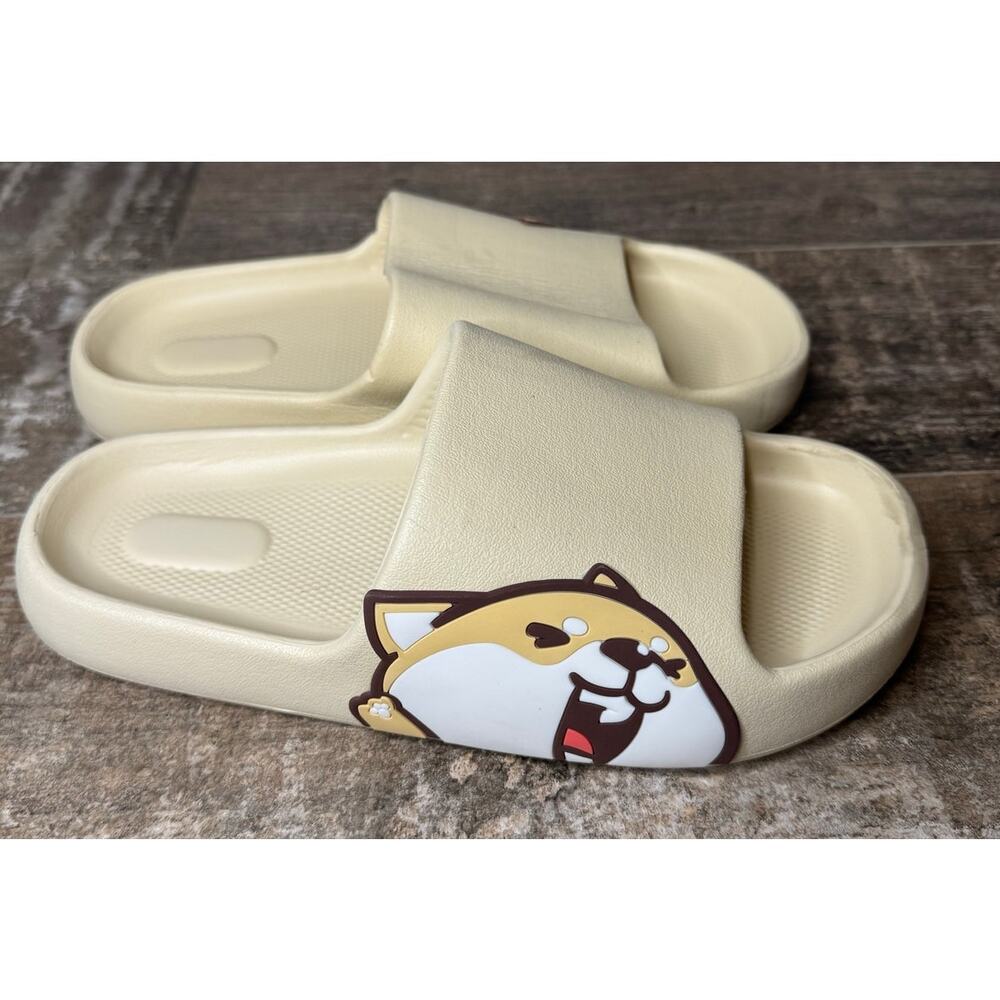 Shiba Inu Pillow Slides.  Size 39 Size 40 EU.  Women's 9, Men's 7.